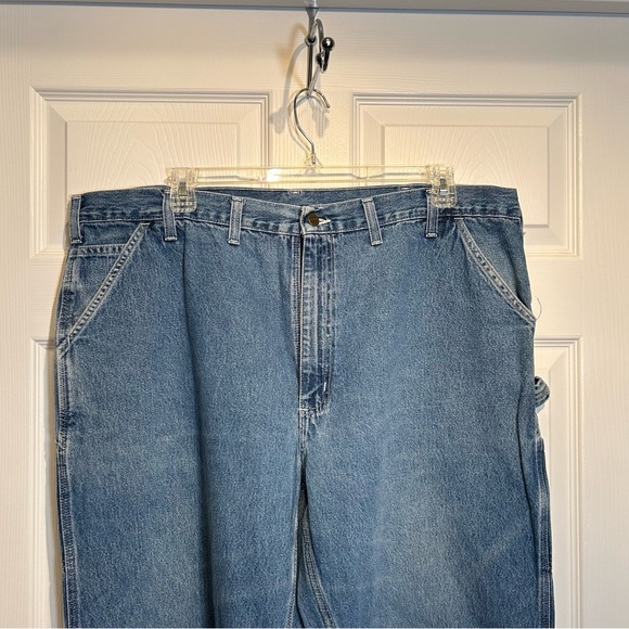 Carhartt dungaree fit Men's Blue Jeans  44 X 32 - Picture 2 of 8